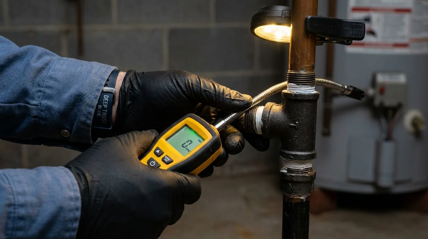 Gas leak detection with electronic sniffer by Johns Plumbing LLC in Aztec