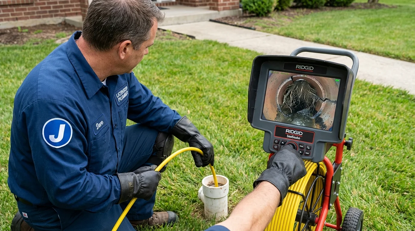 Sewer camera inspection being performed by Johns Plumbing LLC in Aztec